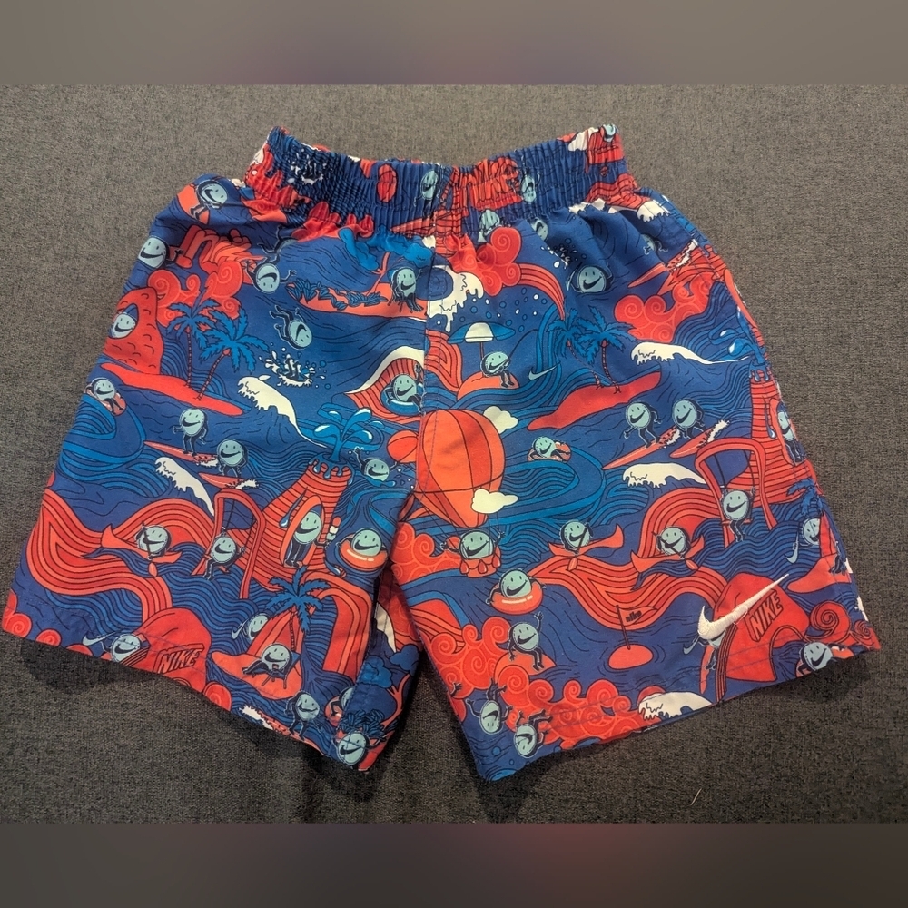 Nike Blue and Red Graphic Swim Shorts